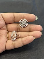 Silver round diamond alike stud rose gold finish