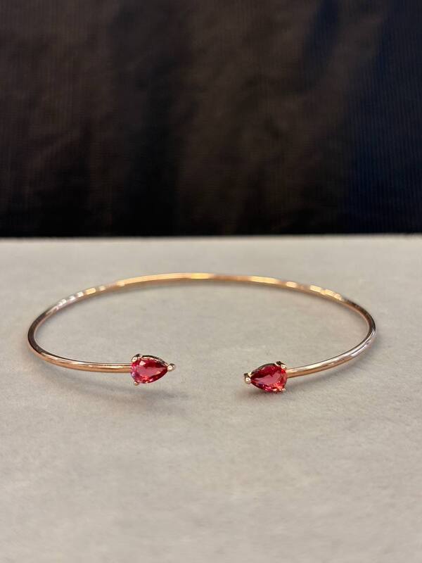 Silver red drop kada with rosegold finish