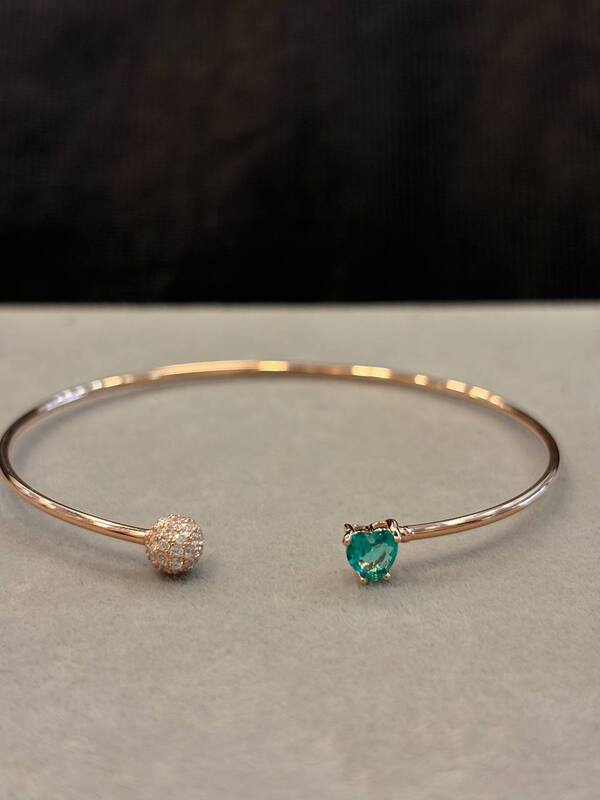 Silver white blue heart with rosegold finish