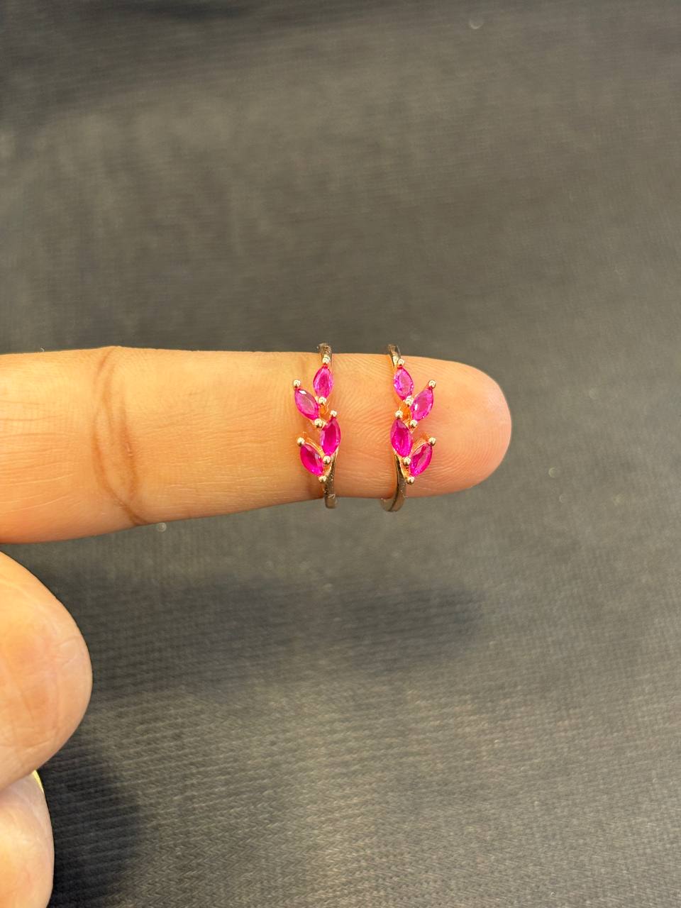 Silver pink leaf toe ring with rosegold finish