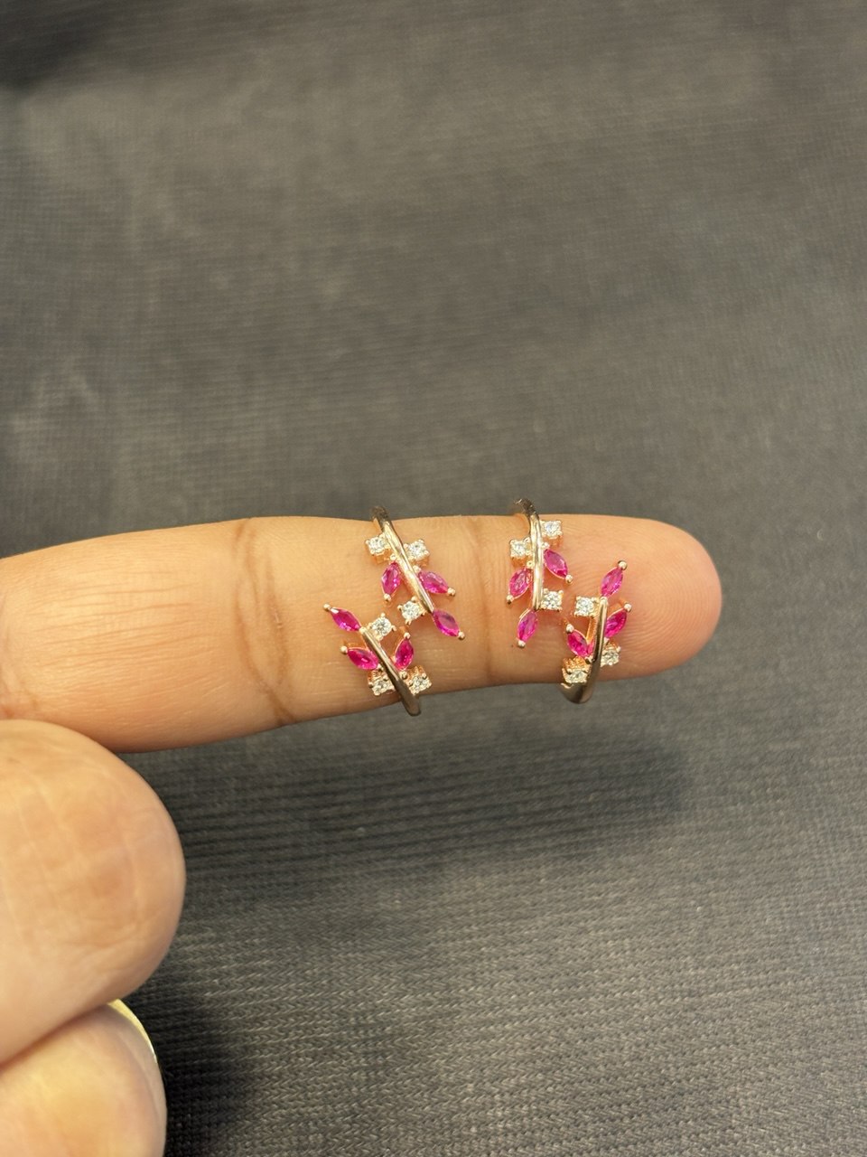 Silver pink leaf double with rosegold finish