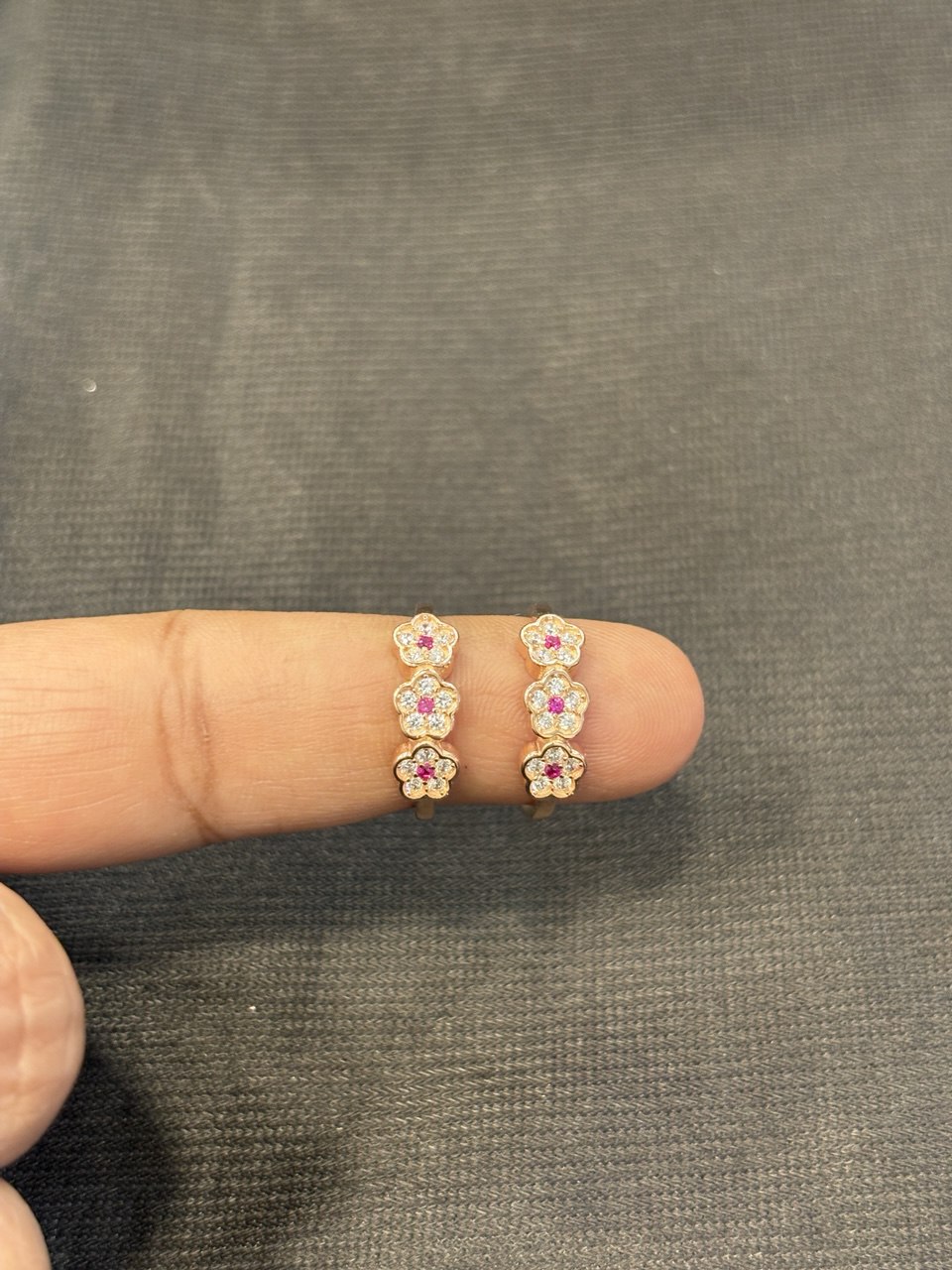 Silver white with pink flower with rosegold finish