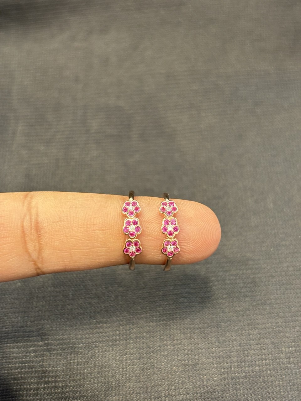 Silver pink toe ring with rosegold finish