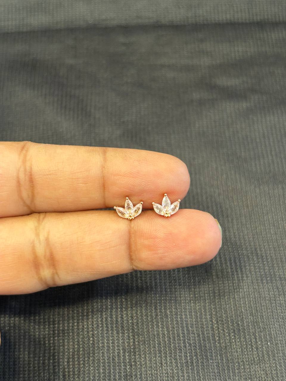 Silver pink diva second stud with rosegold finish