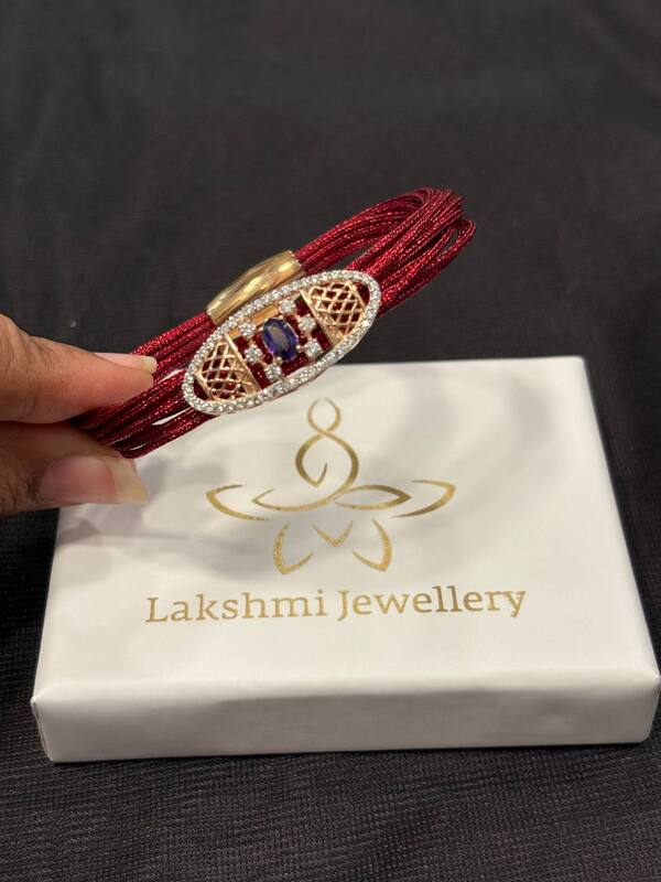 Silver red with pink magnetic cuff with rosegold finish