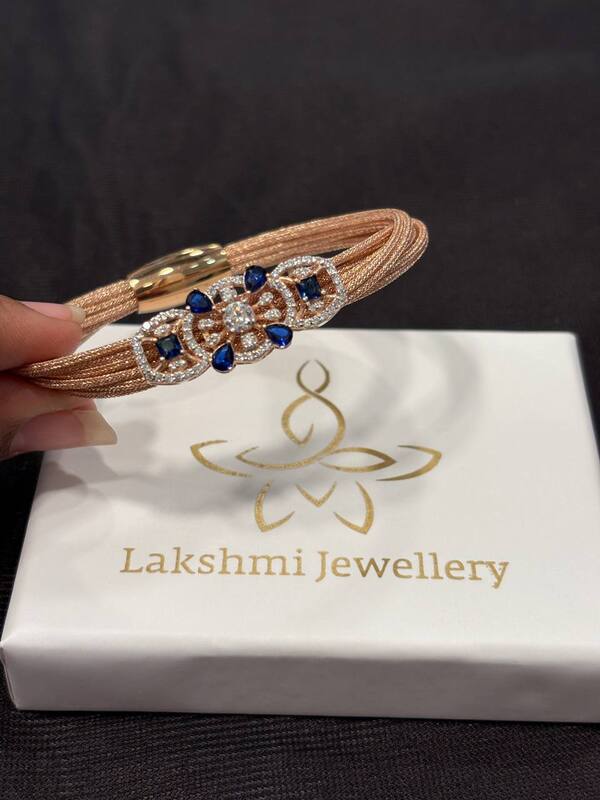 Silver violet stone magnetic cuff with rosegold finish