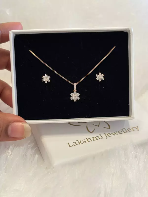 Silver seven stone pendant set with rosegold finish