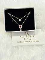 Silver pendant set pink with rose goldfinish