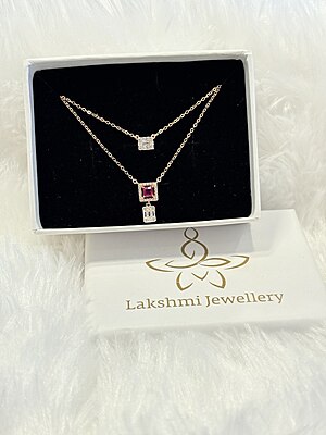 Silver pendant set pink with rose goldfinish