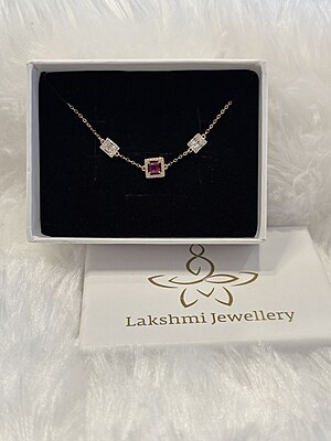 Silver pendant set pink with rose goldfinish