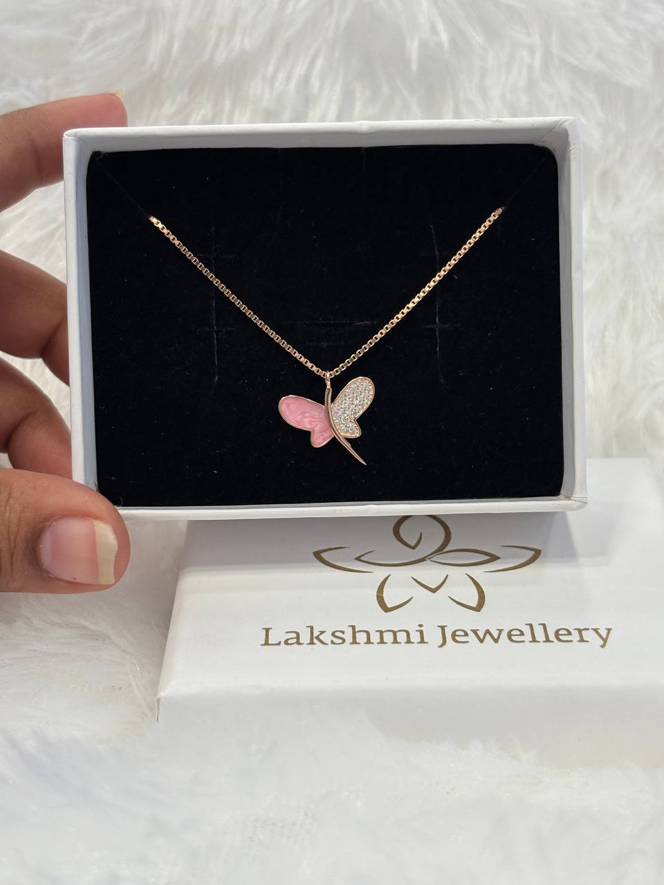 Silver pink butterfly with rosegold finish