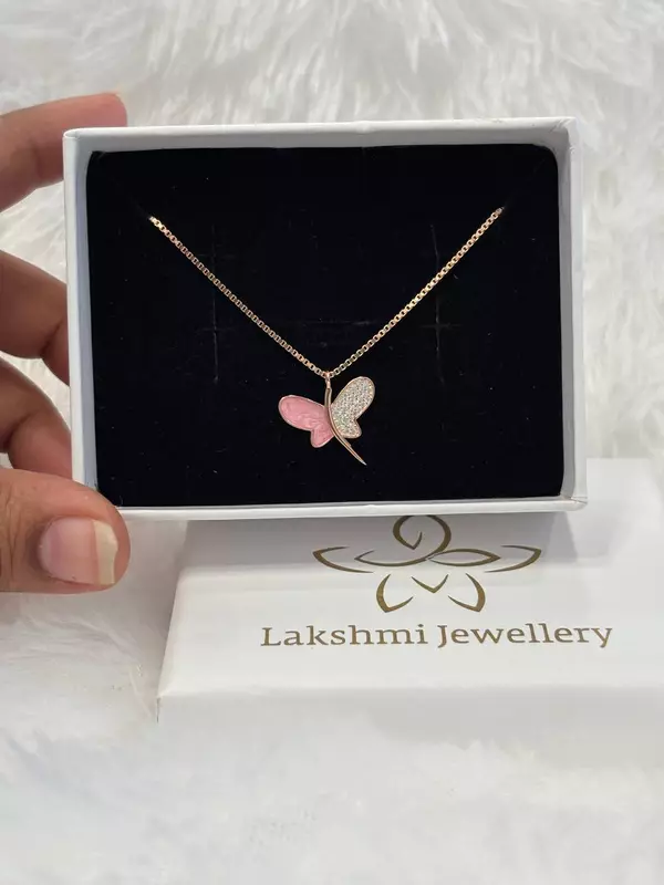 Silver pink butterfly with rosegold finish
