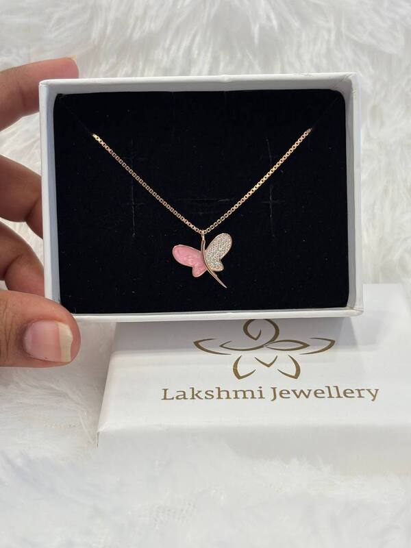 Silver pink butterfly with rosegold finish