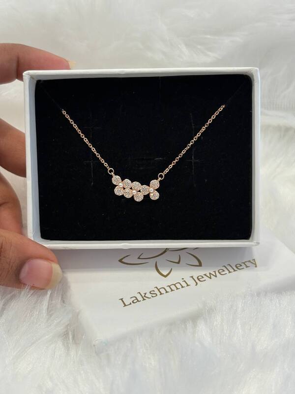 Silver pookkal chain with rosegold finish