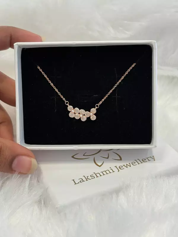 Silver pookkal chain with rosegold finish