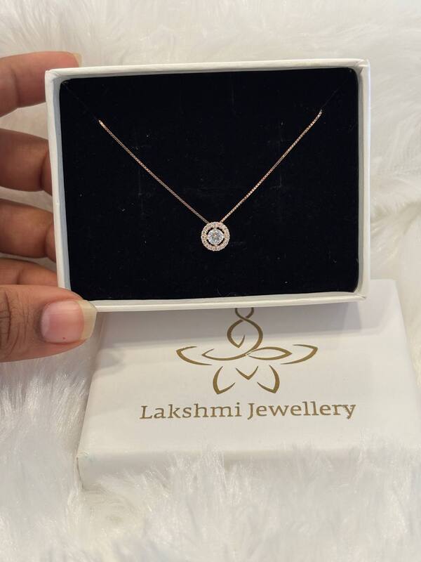 Silver solitaire vattam chain with rosegold finish