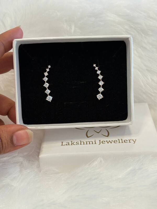 Silver seven stone bluetooth ear cuff with rosegold finish