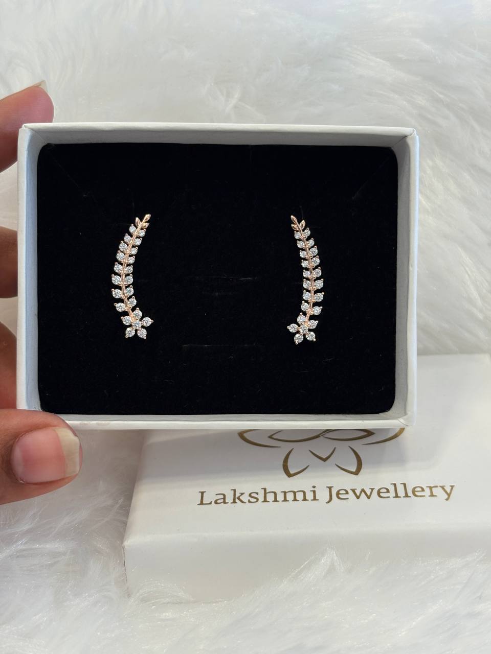 Sliver flower leaf bluetooth ear cuff with rosegold finish