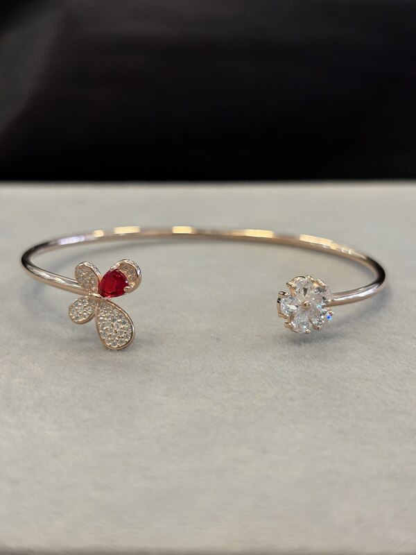 Silver butterfly pink drop with rosegold finish