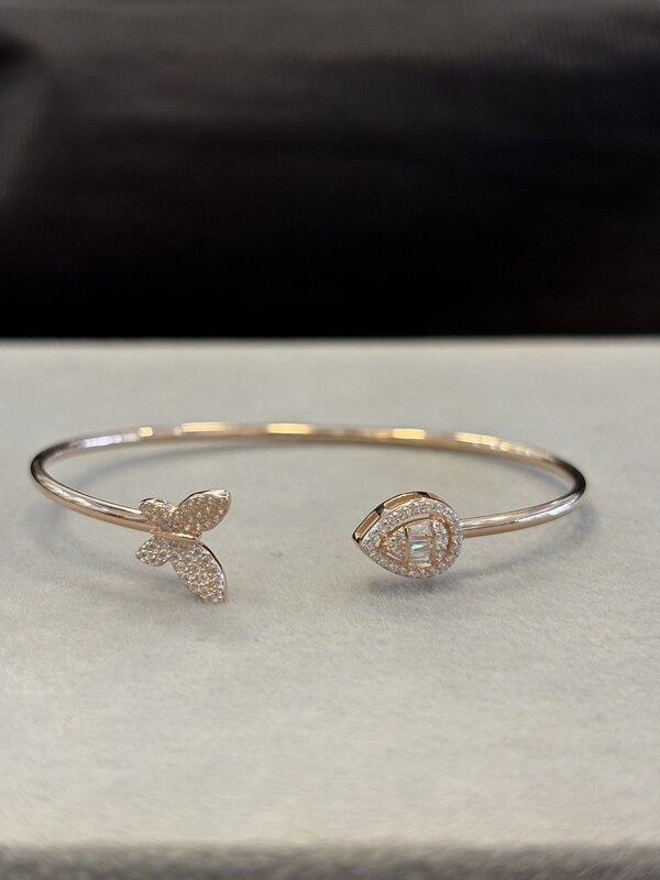 Silver white buterfly drop with rosegold finish