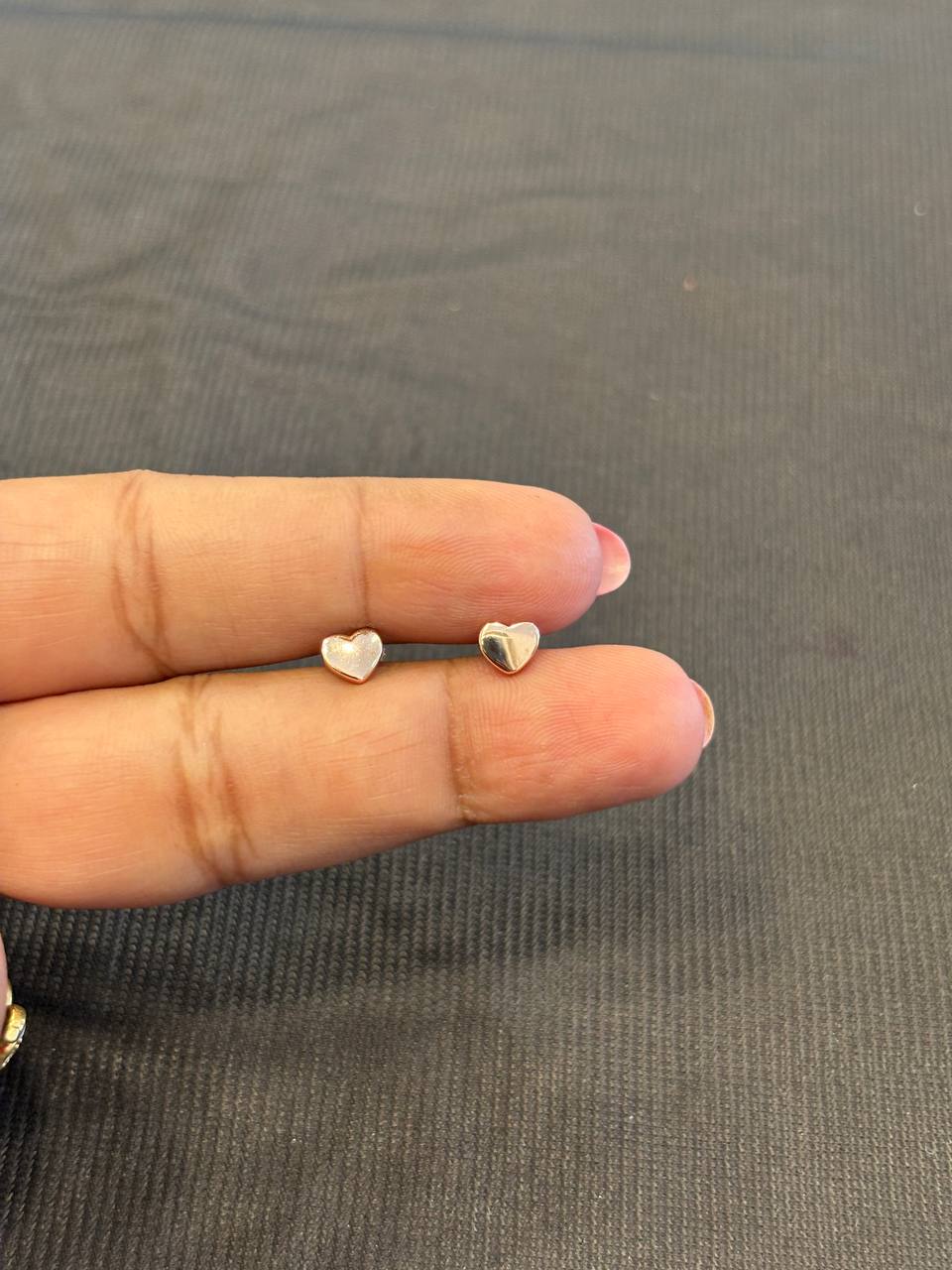 Silver plain heart second stud with rosegold finish