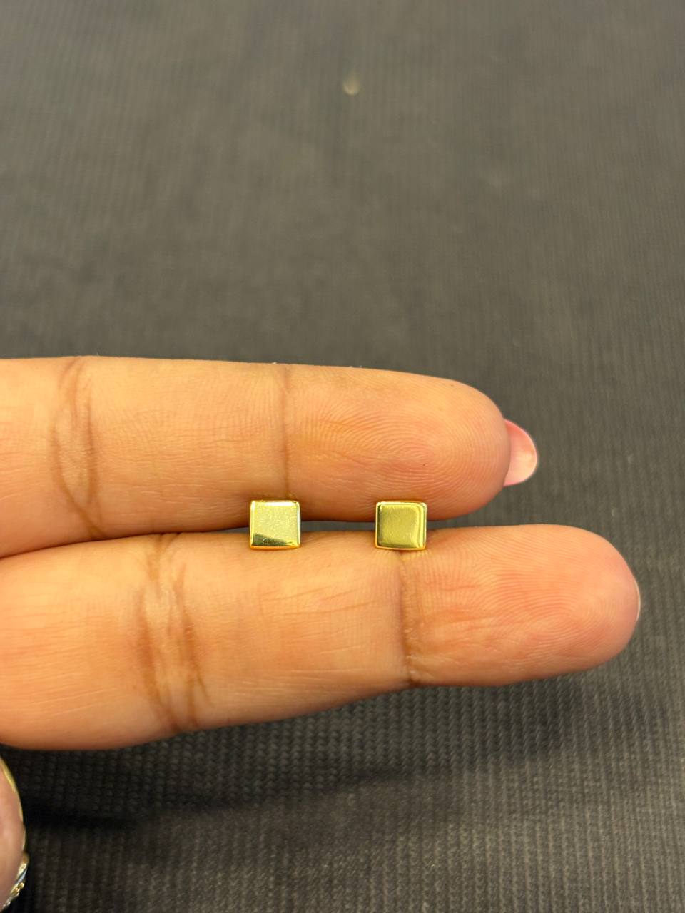 Silver square second stud with gold finish
