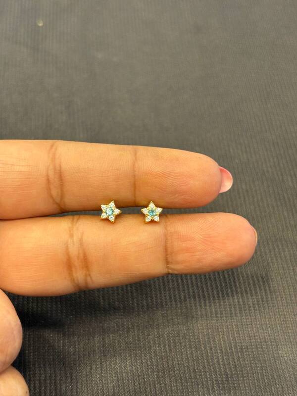 Silver stone nakshthra second stud with gold finish