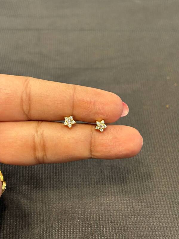 Silver S nakshtra second stud with gold finish