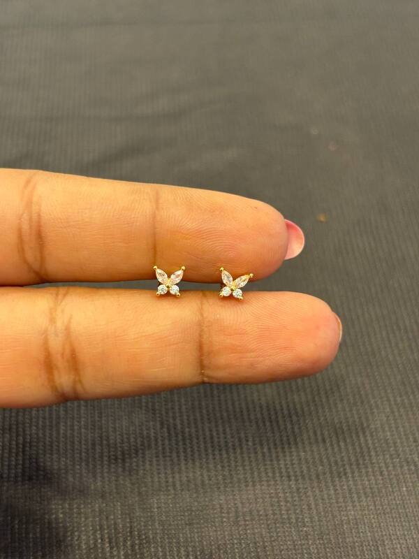 Silver pink stone butterfly with golds finish