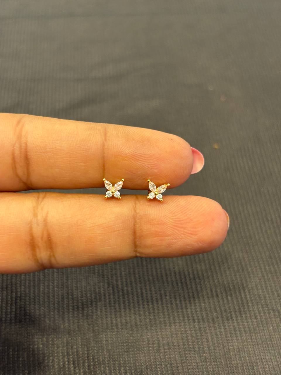 Silver pink stone butterfly with golds finish