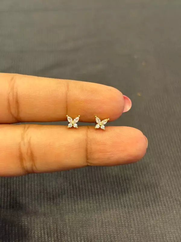 Silver pink stone butterfly with golds finish