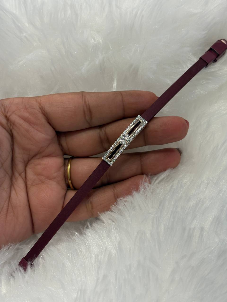 Silver senkathir band with rosegold finish