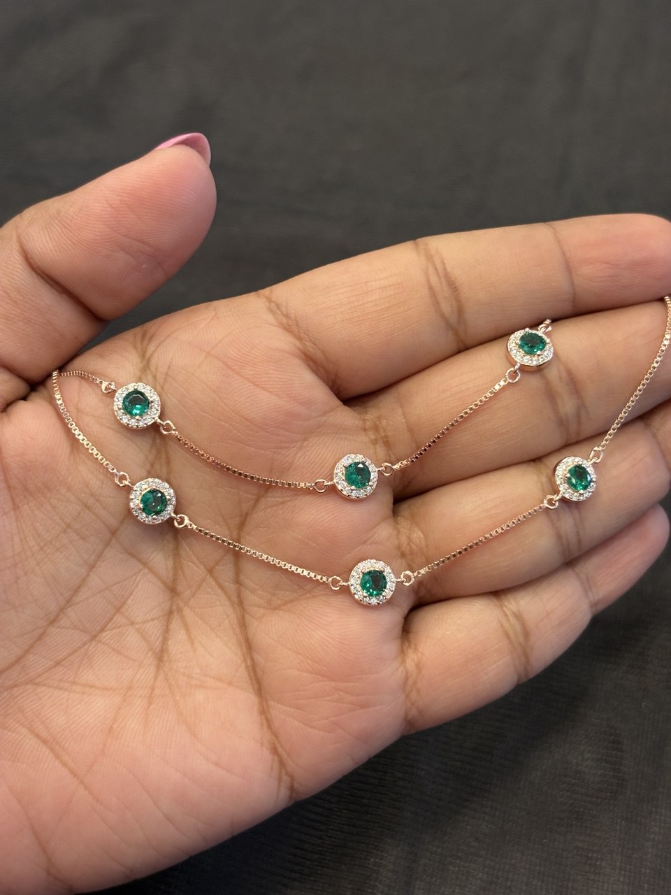 Silver ponsilambu  anklet with rosegold finish