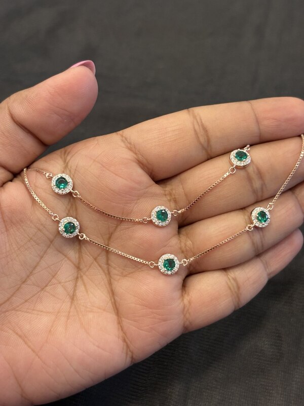 Silver ponsilambu anklet with rosegold finish