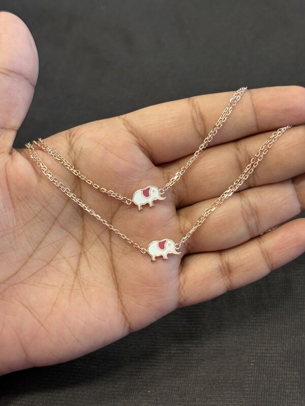 Silver yanai anklet rosegold finish