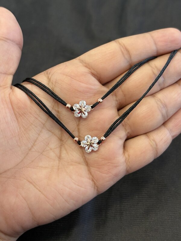 Silver star stone anklet with rosegold finish