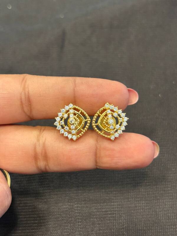 Silver venba stud with gold finish