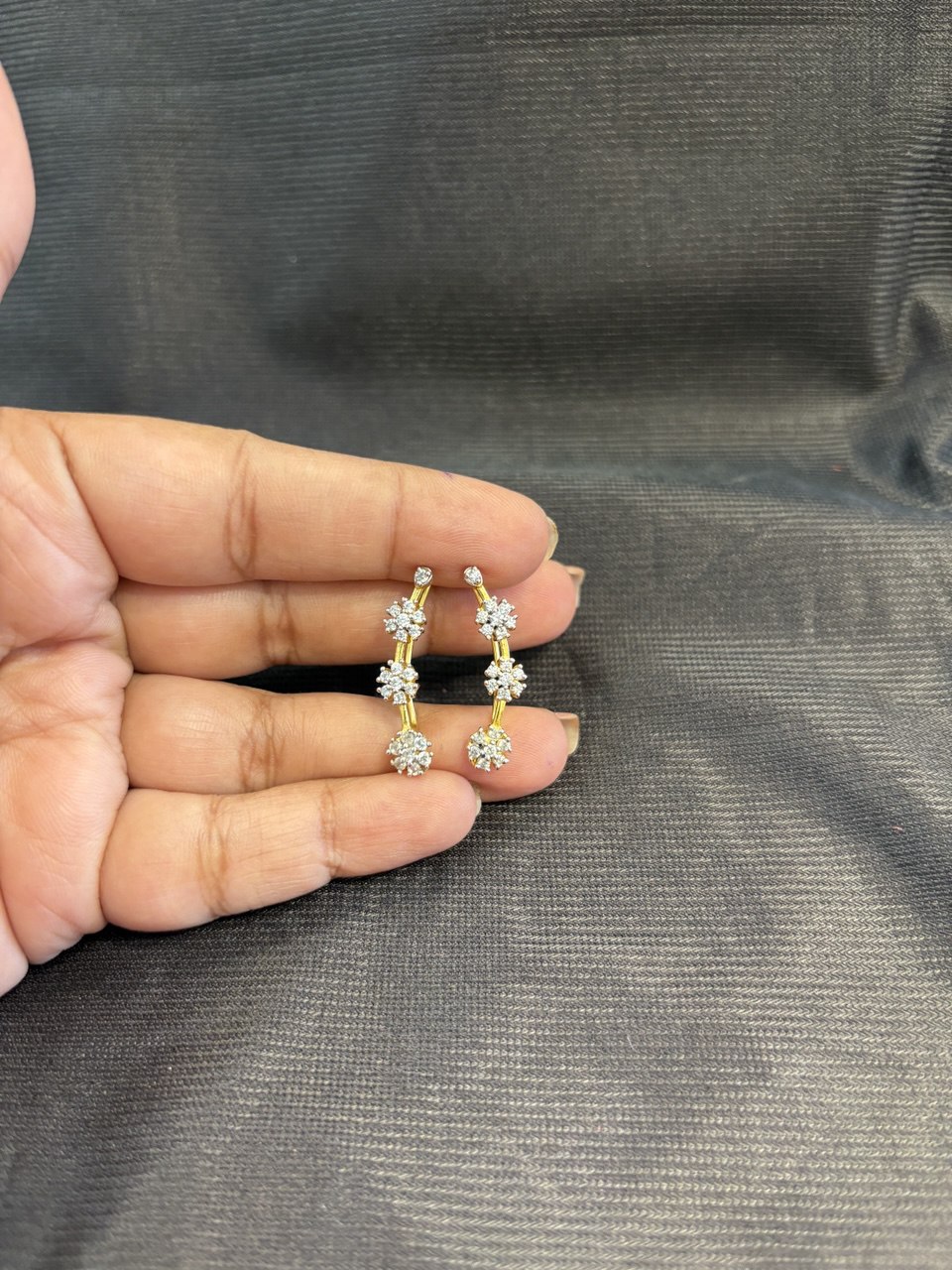 Silver thogai ear cuff with gold finish