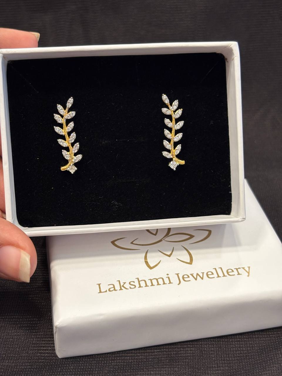 Silver leaf earcuff with gold finish