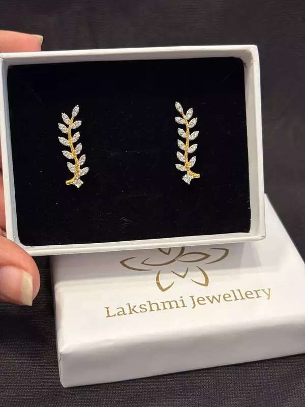 Silver leaf earcuff with gold finish