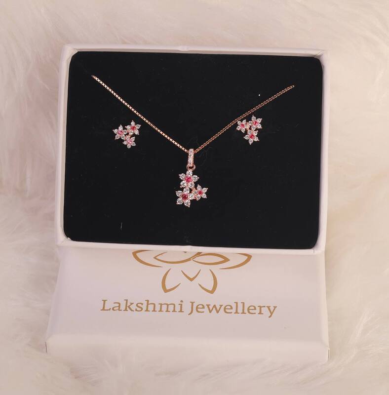 Silver sempon red pendant set with rosegold finish