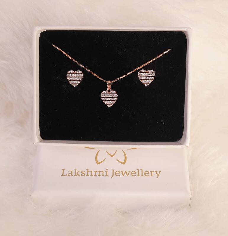 Silver idhayam pendant set with rosegold finish