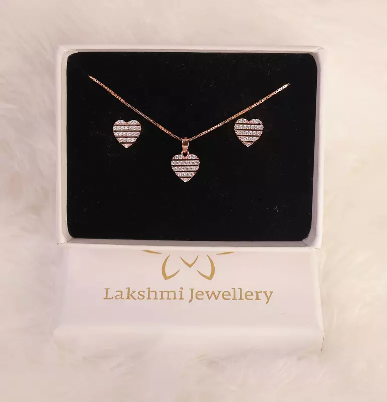 Silver idhayam pendant set with rosegold finish