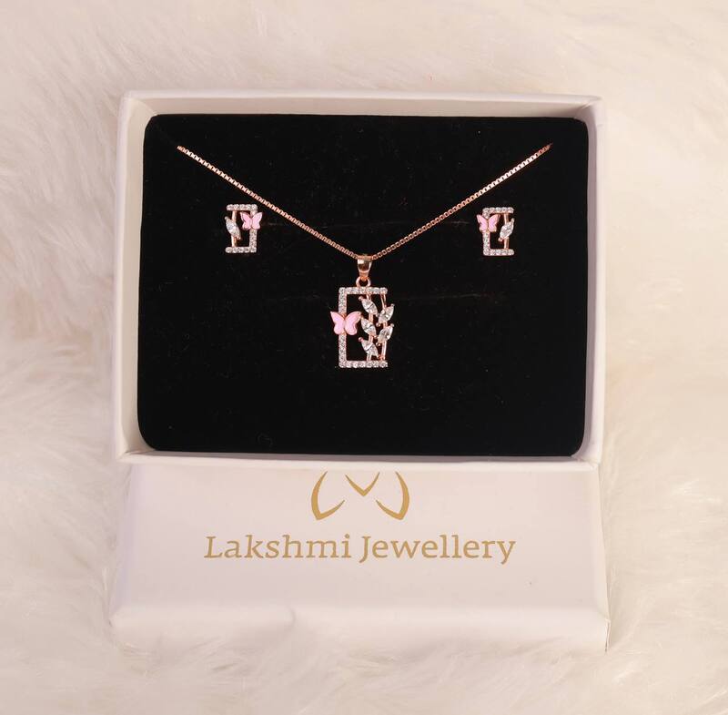 Silver flower pink butterfly with rosegold finish