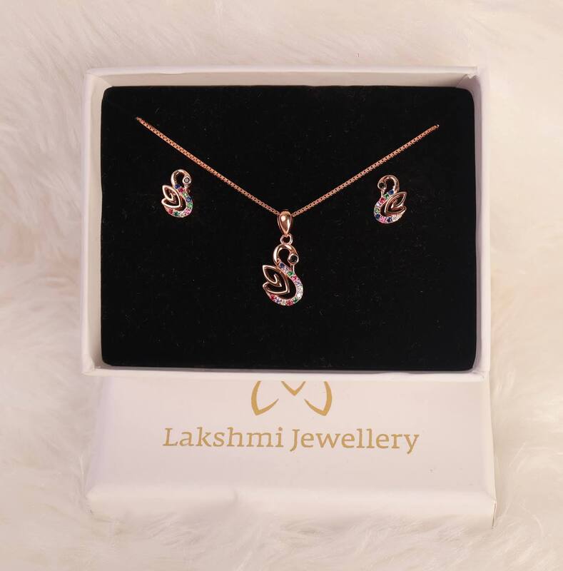 Silver annam multicolour pendant with rosegold finish