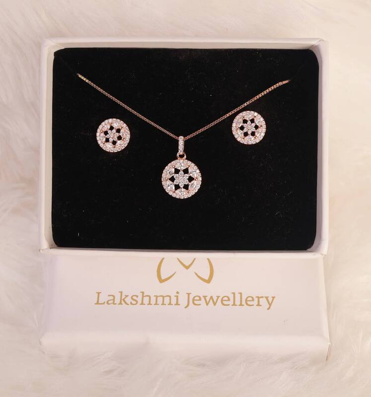 Silver white chakra pendant set rosegold finish