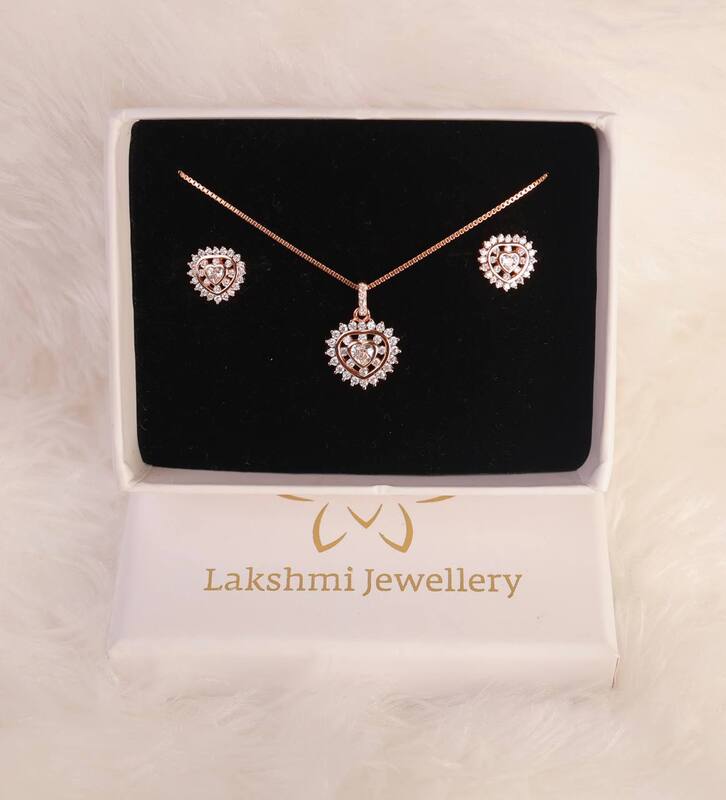 Silver malai pendant set with rosegold finish
