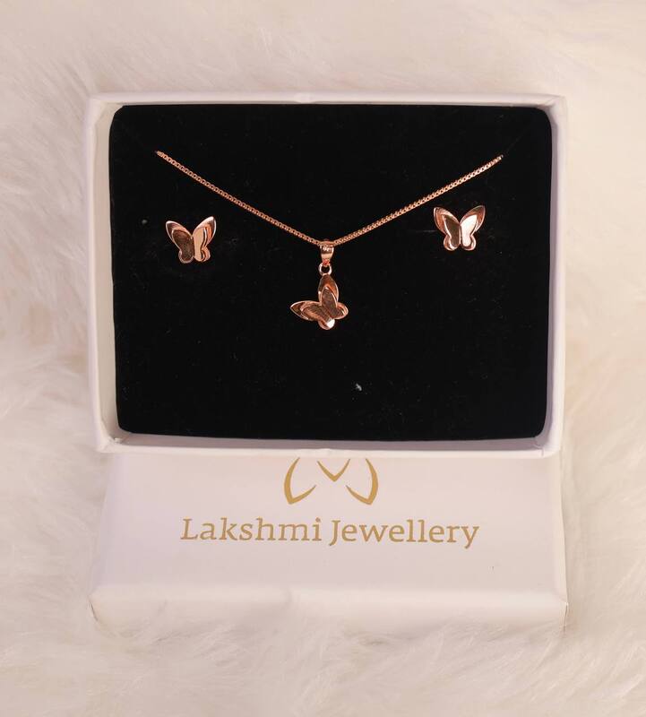 Silver mould butterfly pendant set with rosegold finish