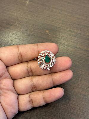 Silver twisted adjustable ring with rosegold finish