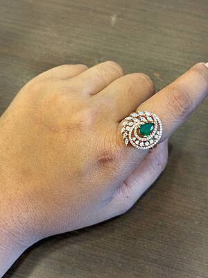 Silver twisted adjustable ring with rosegold finish